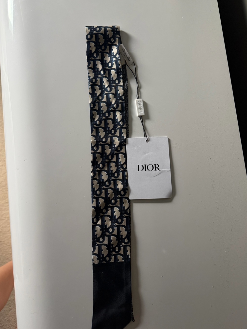 Dior Oblique Mitzah Scarf in Navy and White - Picture 3 of 7